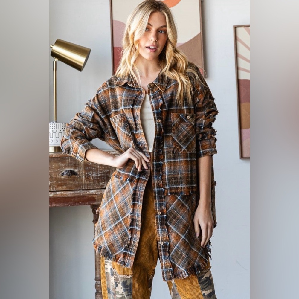 Orvis Brown and Tan Plaid Shirt